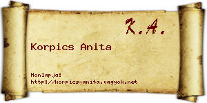 Korpics Anita névjegykártya