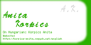 anita korpics business card